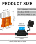Heavy Duty 12V Waterproof Inline Fuse Holder Kit For Auto Truck Marine RV And Boat Rigs, with size specifications and fuse details.