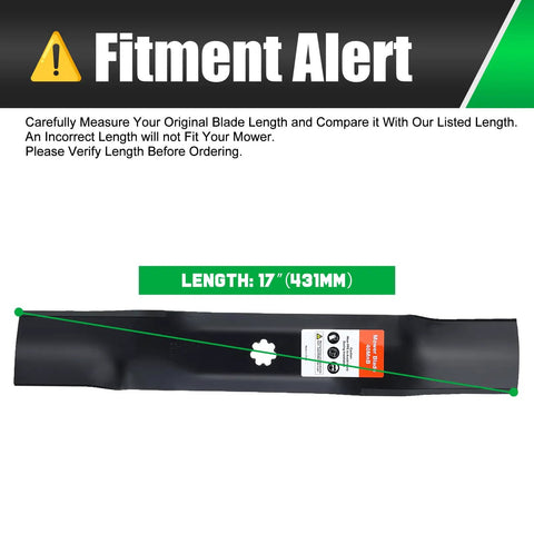 Replacement 7 Star Mounting Pattern Blades For 48 Inch John Deere Deck Mowers And 48 Inch Zero Turn Tractors D160 E160 E170 E150 LA145 LA140 GY20852 GX21784 Compatible For A Clean Cut Every Time, shown with fitment alert and blade length.