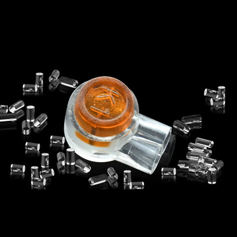 Grab This 200 Pcs Phone Wire Butt Connector Kit With Single Port Crimp Terminals Perfect For Data Line And Copper Cord Twisting To Seal Connections Against Moisture Rust And Air Exposure While Keeping Your 0.4 To 0.7mm Wires Safe Inside A Super clear insulated crimp connector for 0.4-0.7mm phone wire