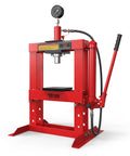 10 Ton Hydraulic Shop Press With Pressure Gauge And Press Plates, H Frame Benchtop Design, Adjustable Working Table Height
