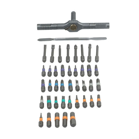 Kick Your Diy Game Up A Notch With This Pro Grade 43 Pc Ratchet Screwdriver Kit Plus 40 Assorted Bits For Torx Hex Fasteners Built Tough With Light Weight Aluminum Handle To Tackle Any Home Or Auto Repair Job In Style. 43-piece ratchet screwdriver kit with aluminum handle and assorted bits