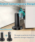 Magnetic Door Stop 2 Pack Heavy Duty Stainless Steel Door Catch and Holder Wall or Floor Mount Black Keeps Doors Open