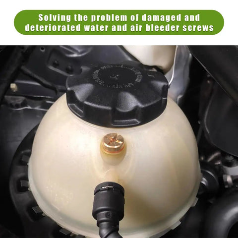 Solid Brass Radiator Coolant Air Bleeder Screw With Quality Rubber O Ring For BMW X1 And X3 installed on expansion tank.