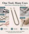4 Piece Flexible Drawstring Threader Tools Set In Stainless Steel For Quick Cord Repair Re Thread Hoodies And Sweatpants Waistbands Shoes Laces And Elastic Bands Keeps Loose Strings Tidy And Easy To Reuse, stainless steel threaders shown with hoodies, shoelaces, and bags