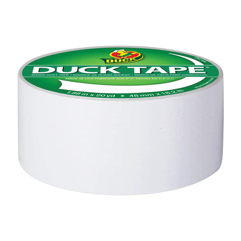 Front view of White Duct Tape Roll 1.88 Inch By 20 Yards Heavy Duty For Repairs Crafting And Temporary Floor Marking Removable Cleanly Up To Three Weeks