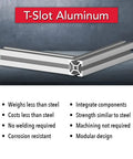Heavy Duty Modular 20x20 Aluminum Extrusion With Four Open T Slots For DIY Projects, 6063T6 Anodized Finish, Pro Grade Linear Rail Guide, 455mm Long, Built For Custom, Flexible Builds. T-slot aluminum frame profile shown