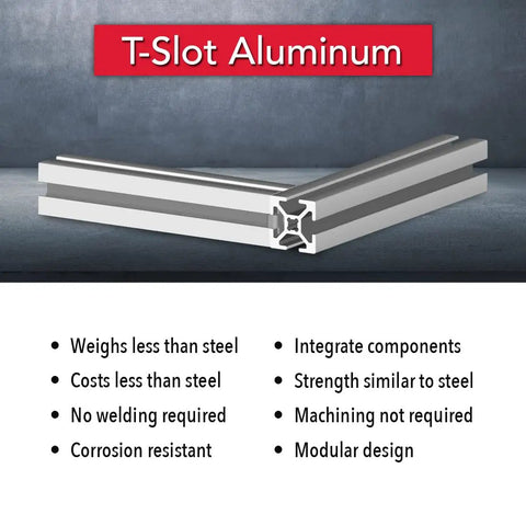 Heavy Duty Modular 20x20 Aluminum Extrusion With Four Open T Slots For DIY Projects, 6063T6 Anodized Finish, Pro Grade Linear Rail Guide, 455mm Long, Built For Custom, Flexible Builds. T-slot aluminum frame profile shown