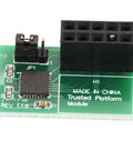 TPM 2.0 Security Module With 10 Pin SPI Interface Infineon SLB 9670 for AOM 9670H on green circuit board close-up