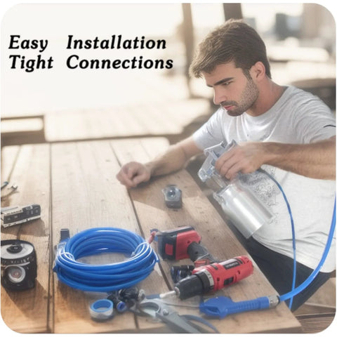 MSAEIQUN blue polyurethane pneumatic air hose kit, 8mm OD x 5mm ID, 10 m, for air lines or fluid transfer.