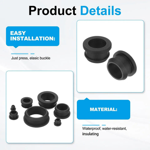 Set Of 5 Silicone Wire Grommets For 21mm Mounting Hole, 26mm Top Diameter, 3mm Thick, 16.5mm Inner Hole, easy installation