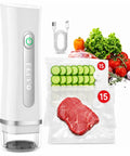 Compact Handheld Vacuum Sealer For Food With Visible Water Tank And 30 Reusable Bags, Keeps Food Fresh Up To 6x Longer, BPA Free