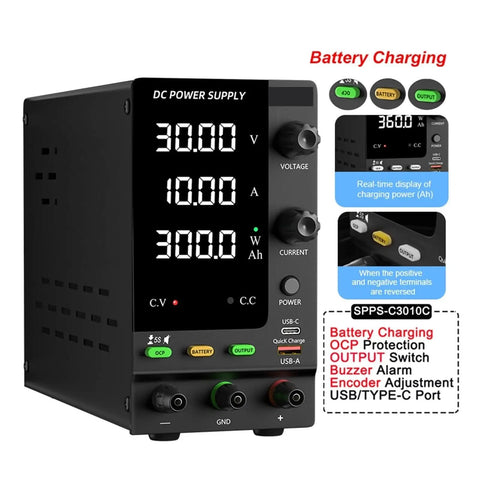 Adjustable DC Power Supply 30V 10A And 5A Lab Grade Variable Voltage Current Regulator with display and switches