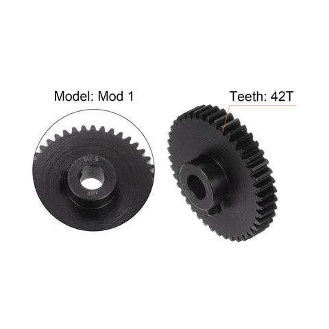 Mod 1 42 Tooth Pinion Gear 8mm Bore Hardened Steel Spur Gear For RC Cars And Trucks High Strength 45 Carbon Steel