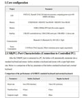 High Speed USB Device Controller for Hardware Development specs and keyboard comparison table.