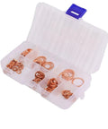 Flat Copper Washer Kit With Oil Drain Plug Gaskets Universal Sump Seal Rings Fits Most Car Engines Ensuring Heat Resistant Sealing To Stop Oil Leaks Fast And Keep the Ride Running Smoothly For Years With a Snug Fit, copper washers in storage case