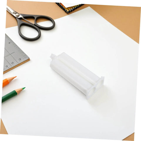 Plastic Adhesive Cartridge Set for Industrial Bonding 1 to 1 Ratio with Reliable Flow Control Precise Glue Dispensing 10 Pack Compatible With Standard Nozzles Ideal for Outdoor Repairs and Pro Grade Long Run Use, white plastic cartridge on desk