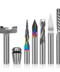 Pro Grade One Quarter Inch CNC Router Bits Kit With ER11 Collet V Bit End Mills Chamfering Bit for woodworking and carving essentials