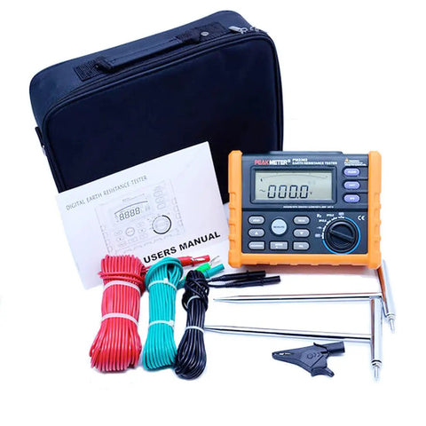 Digital Earth Ground Resistance Tester With 2 Pole And 3 Pole Modes, High Precision 0 Ohm To 4000 Ohms Insulation Tester with accessories