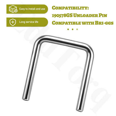 Unloader Pin Replacement For Lawn Mower Engines Heavy Duty Durable Part 190578GS Style 1 Pack Easy Install Premium Quality Keeps Your Mower Running Smooth Safe No Fuss Operation Long Lasting Performance, silver metal U-shaped pin