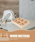 Dope Pine Wood Jewelry Tray With Six Grid Dividers Multi Compartment Ring And Earring Catch All Decorative Desktop Organizer on a table.