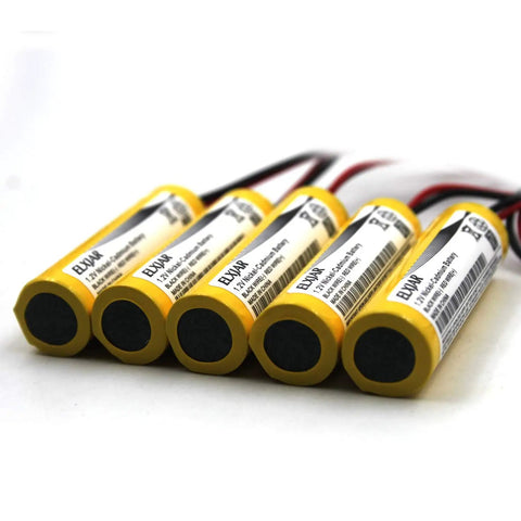 5 Pack 1.2V 800mAh Ni-Cd AA Battery Replacement For Unitech And Lithonia Exit Sign Emergency Lights showing leads and connector