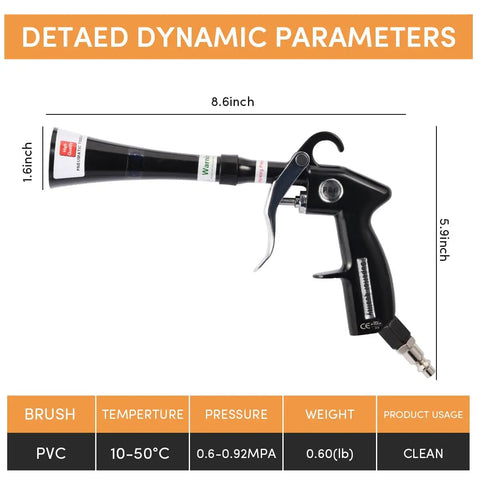Beast Pro Grade High Pressure Air Blow Gun For Car Detailing With Brass Nozzle Dry Cleaning Tool dimensions and specifications