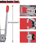 All‑In‑One Pallet Strapping Kit With Poly Strapping Bundle Tool And Sealer, Heavy Duty Banding sealer tool with red grips.