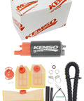 OEM Replacement In Tank Fuel Pump For 30mm Body Diameter Applications With Up To 200 LPH Flow Drop In Vs Original 60 80 LPH Ethanol And Gasoline Compatible Bypass Valve Set For Higher Pressure Serialized Lifetime Durability And USA Based Support shown with parts and packaging