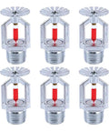 Straight Up Heavy Duty Six Pack Copper Chrome Fire Sprinkler Heads 1/2 Inch NPT Pendent Style with K80 rating.
