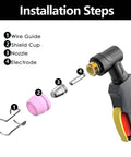 Installation steps showing Plasma Cutter Consumables Kit With Tips Nozzles Electrodes Shield Cups And Spacer Guides For 50 To 60A Torches