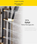 Golden White Shower Faucet In Wall Mixer System Rainfall Brass Body Massage Set Swive Spout(Black) with angle rotatable massage jets.