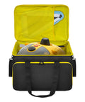Heavy Duty Steam Cleaner Storage Tote With Flexible Slots For Holding Every Wand Filter And Spray Nozzle Keeping Your Deep Clean Setup Slick And Fully Loaded Before You Hit The Road, showcasing a yellow lined storage bag with a steam cleaner inside.
