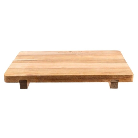 Acacia Wood Cutting Board With Feet 17 By 12 Inches Large Rectangle Heavy Duty Prep Board for indoor and outdoor kitchen use.
