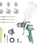 Hella Durable Hvlp Spray Gun Kit Featuring Three Precision Nozzles For Fast Automotive Basecoat Application with brass components and adjustable settings.