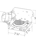 Technical diagram showing dimensions of Delta Integrity 100 CFM Exhaust Bath Fan With LED Edge-Lit Panel Light, white finish.