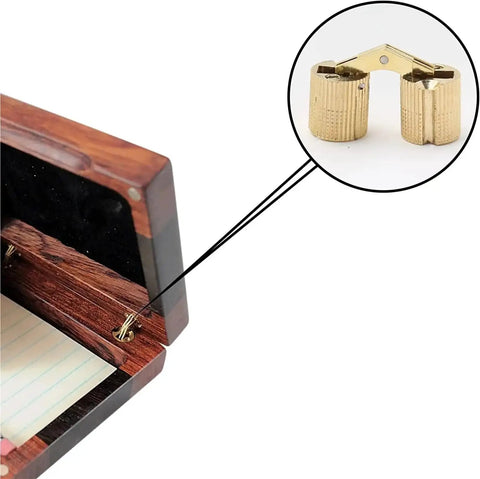 Concealed Barrel Hinges Copper 8mm to 18mm for Cabinets and Furniture in compact installation view