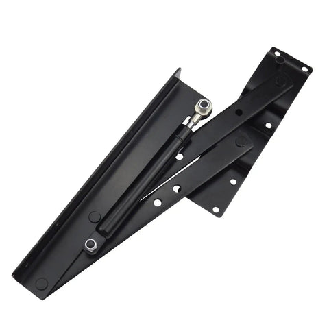 Folding Lift Top Table Mechanism Hardware Set With Gas Hydraulic Support for Coffee Tables showing steel hinges, anti-rust coated.