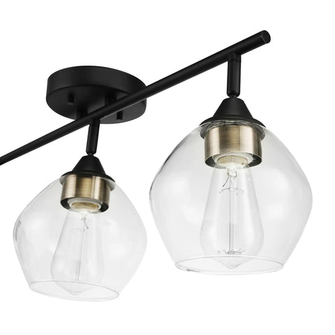 Harrow Three Light Track Lighting Fixture In Matte Black With Antique Brass Accents And Clear Glass Shades Bulbs Included Delivers 650 Lumen And A Totally Dope Mid Century Modern Vibe For Living Room Kitchen Or Hallway