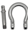 Two Pack Three Eighth Inch Screw Pin Anchor Shackle Premium 304 Stainless Steel with pin, designed for heavy duty rigging.