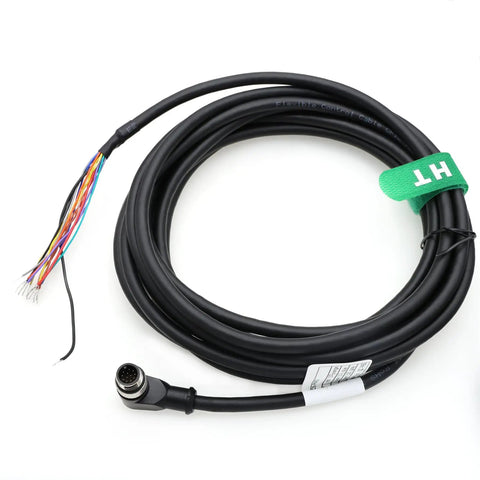 M12 A Coded 12 Pin GPIO Power Cable 90 Degree Male To Flying Leads For KATHREIN RRU ARU Zebra Cognex Sensors 1 Meter