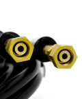 Close-up of fittings on Hydraulic Steering Hose Kit 16 Feet For Outboard Boats, Compatible With Seastar Solutions Teleflex Systems