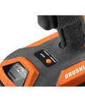 Close-up of orange 18 Volt Cordless Brushless Drywall Screwdriver With Collated Attachment Tool, featuring pistol grip.