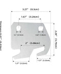 Heavy Duty Bed Rail Hooks For Wooden Bed Frame Brackets and Steel Hardware Plates, steel connector with size measurements.
