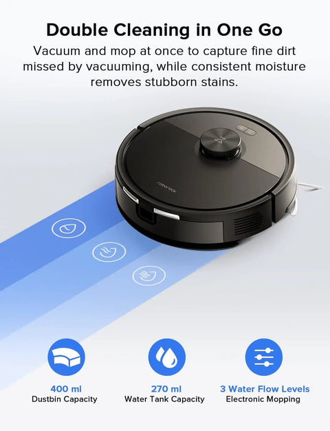 Q7 L5 All-In-One Robot Vacuum And Mop Combo With 8000 Pa Suction, Dual Anti-Tangle System, LiDAR Navigation, shown in black.
