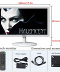 19 Inch White CCTV Monitor With HDMI AV BNC VGA USB And PC Input, Multi Function Security Display, front view with dimensions