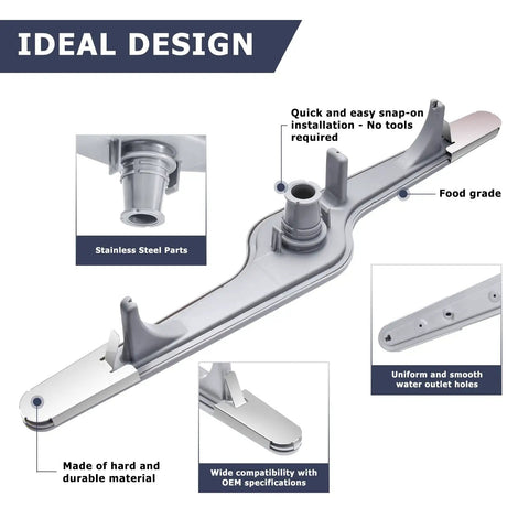 Dishwasher Lower Spray Arm With Shield Replacement For Various Models 154568002 1191315 154568001 5304517203 Grey