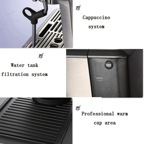 Semi Automatic Espresso Machine With 15 Bar Pressure, Built In Grinder, Milk Frother Steam Wand, Digital Temperature Control