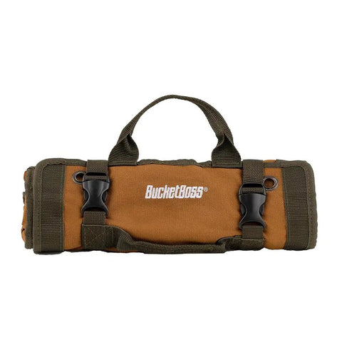 Grab-And-Go Super Roll Tool Roll with six zippered pockets, quick release buckles, metal grommets, heavy duty, compact storage, closed view.