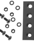 Black metal components of Sliding Barn Door Track Hardware Kit With Straight Brace Brackets Replacement Track Connector For Stable Home Barn Door Install Durable Metal Hardware Set For Easy Sliding And Strong Door Support.