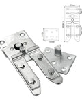 Straight Up Heavy Duty Sofa Connectors Snap Bracket Kit Locks Sectional Couch In Place Durable Steel Hinges close-up view of steel hinge brackets.